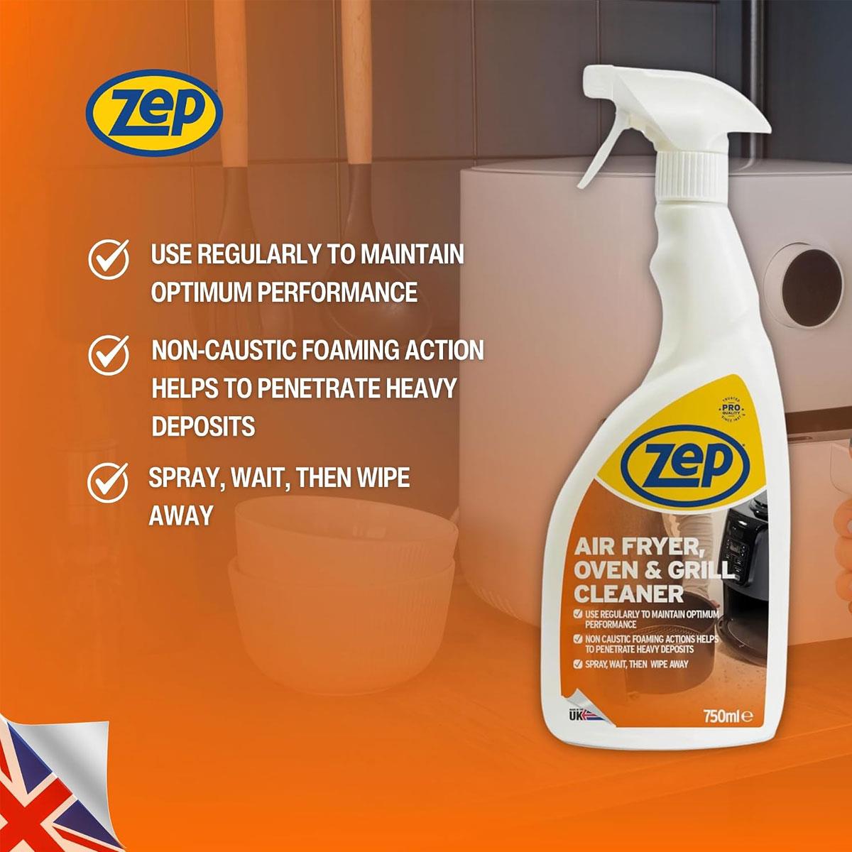 Zep Air Fryer Oven & Grill Cleaner Foaming Spray 750ml – Non-Caustic Grease & Baked-On Food Remover - Image 3