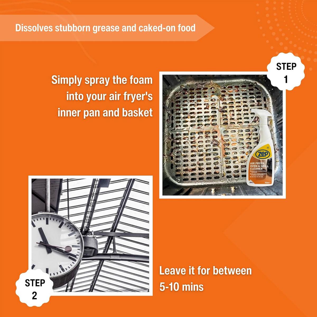 Zep Air Fryer Oven & Grill Cleaner Foaming Spray 750ml – Non-Caustic Grease & Baked-On Food Remover - Image 5