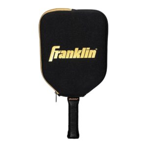 Franklin Pickleball Paddle Cover Black/Gold Universal Neoprene Padded Case with Built-In Fence Clip