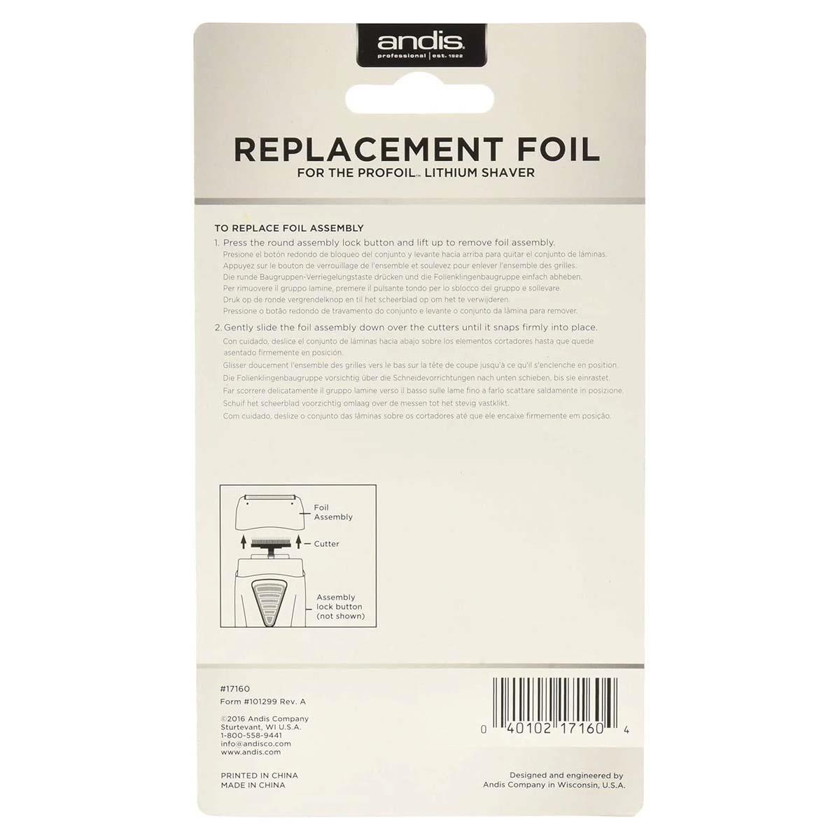 Andis ProFoil Lithium Replacement Foil And Cutter Assembly Gold Titanium Hypoallergenic Shaver Head - Grey - Image 3