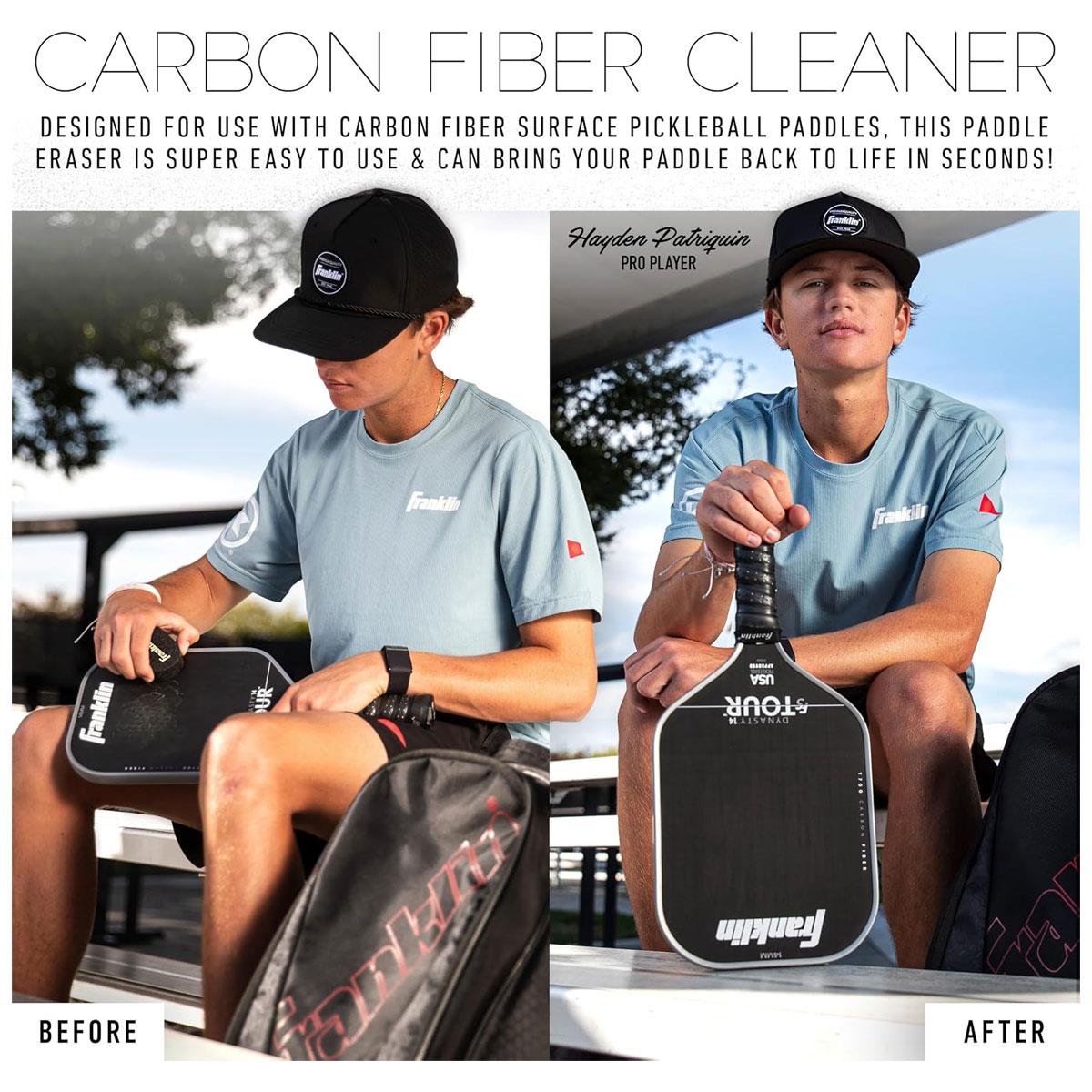 Franklin Sports Paddle Magic Pickleball Paddle Eraser Cleaner for Carbon Fiber Faces with Clip-On Lanyard Black - Image 3