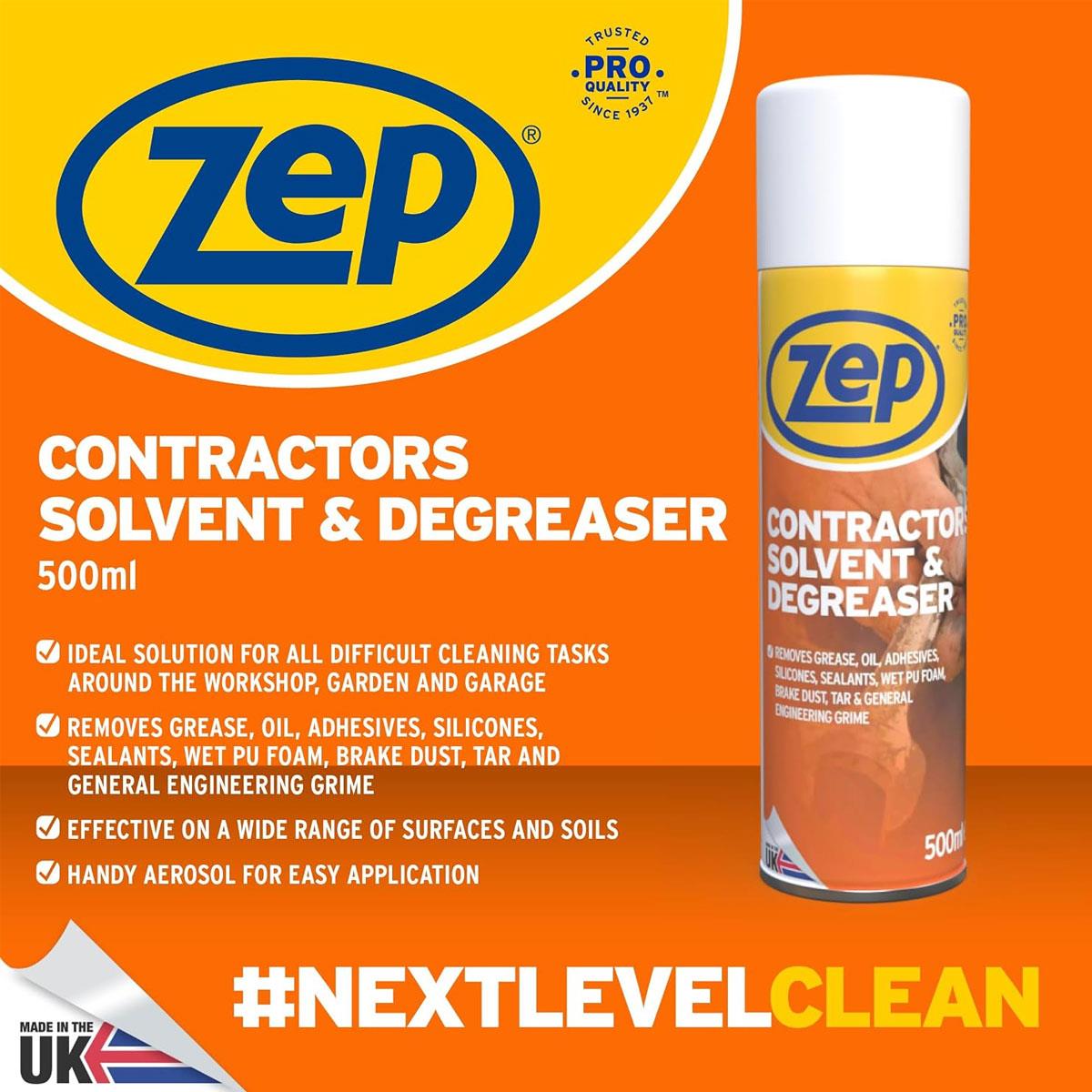 Zep Contractors Solvent & Degreaser 500ml Adhesive Silicone Tar & Grease Remover Multi-Surface Cleaner - Image 2