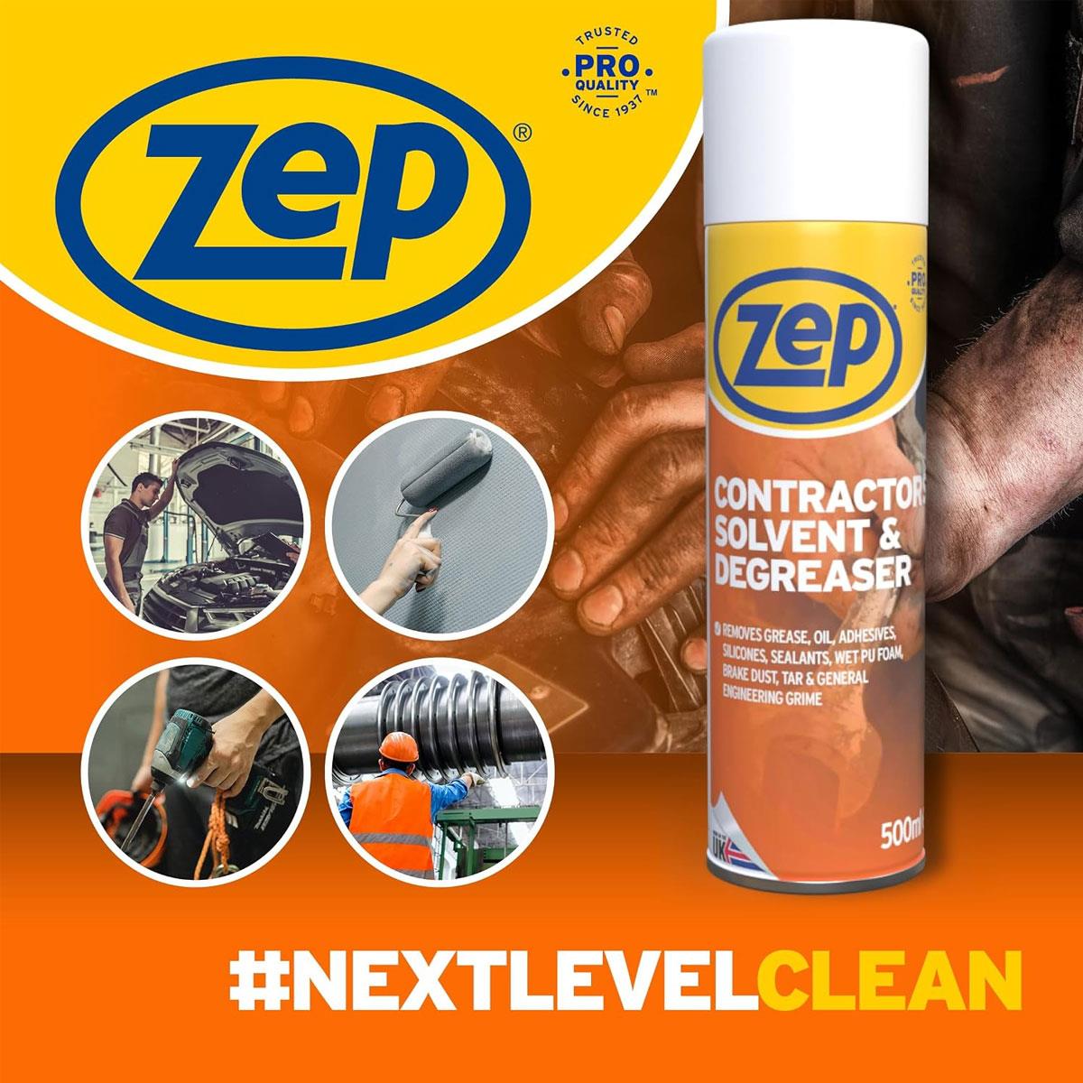 Zep Contractors Solvent & Degreaser 500ml Adhesive Silicone Tar & Grease Remover Multi-Surface Cleaner - Image 3