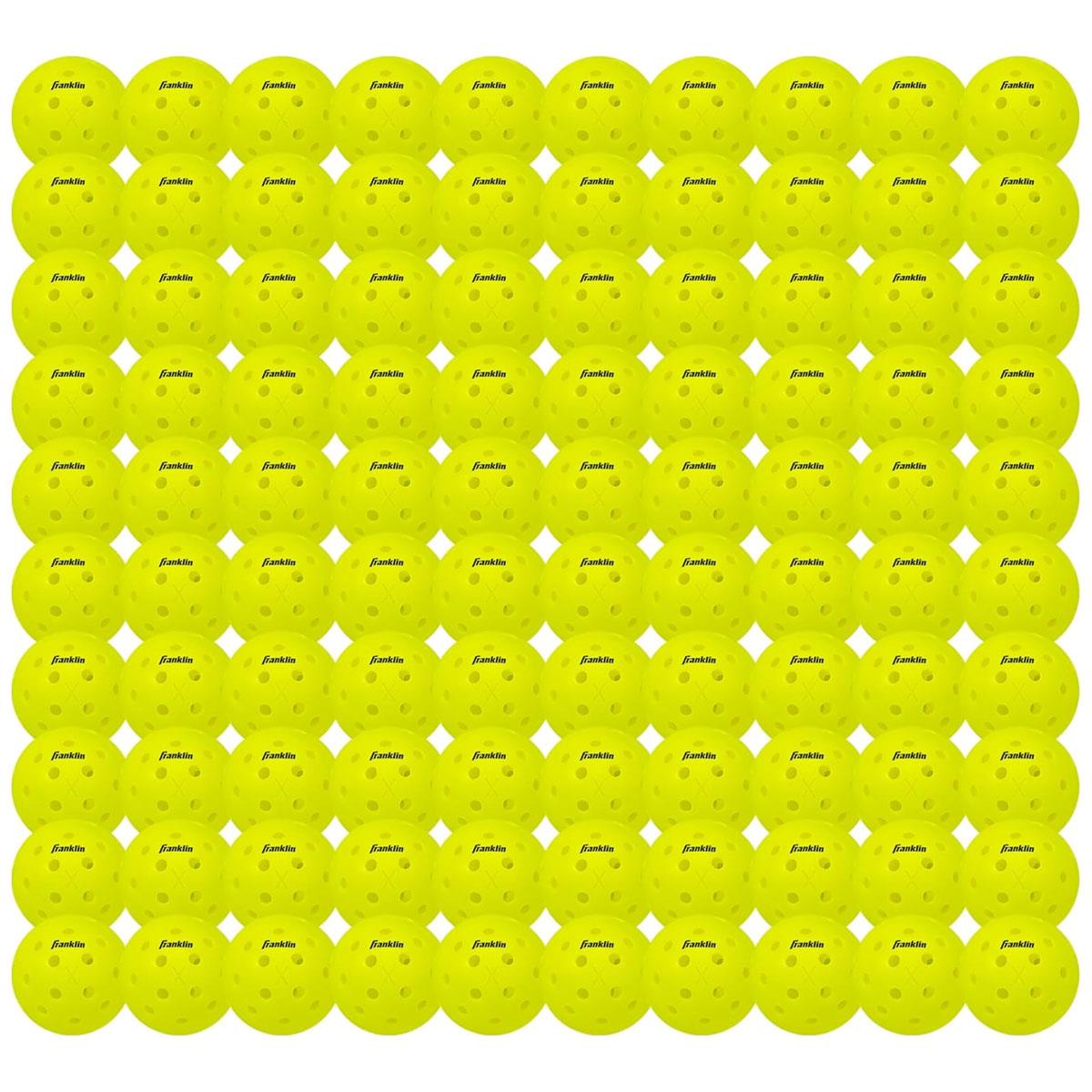 Franklin Sports X-40 Outdoor Pickleballs Optic Yellow 100 Pack USA Pickleball Approved Official US Open Ball 74mm