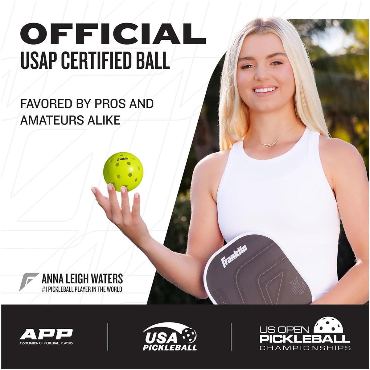 Franklin Sports X-40 Outdoor Pickleballs Optic Yellow 100 Pack USA Pickleball Approved Official US Open Ball 74mm - Image 2