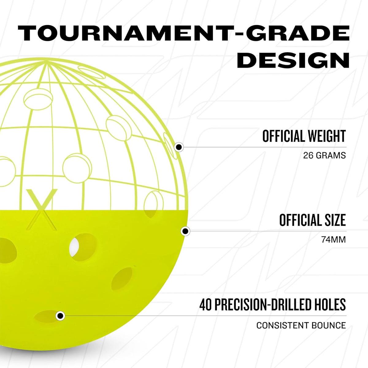 Franklin Sports X-40 Outdoor Pickleballs Optic Yellow 100 Pack USA Pickleball Approved Official US Open Ball 74mm - Image 5