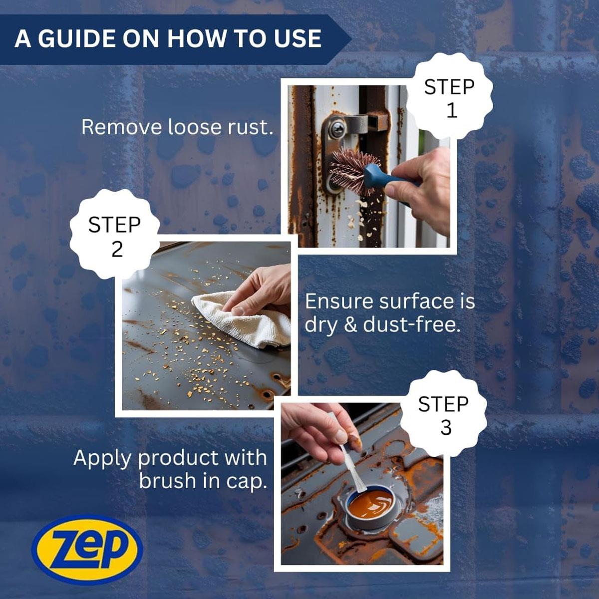 Zep Rust Remover Gel 100ml Non-Drip Metal Rust Cleaner with Integrated Brush for Interior & Exterior Use - Image 4