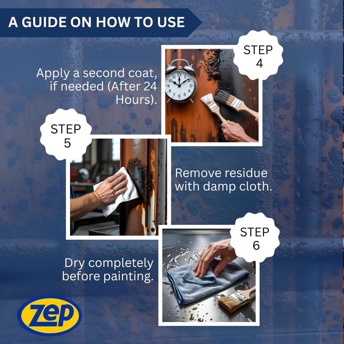 Zep Rust Remover Gel 100ml Non-Drip Metal Rust Cleaner with Integrated Brush for Interior & Exterior Use - Image 5