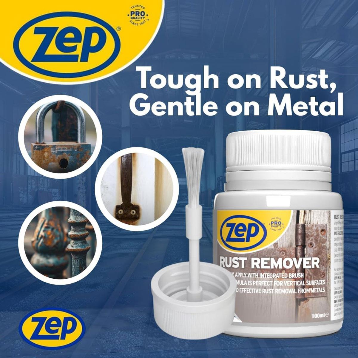 Zep Rust Remover Gel 100ml Non-Drip Metal Rust Cleaner with Integrated Brush for Interior & Exterior Use - Image 6