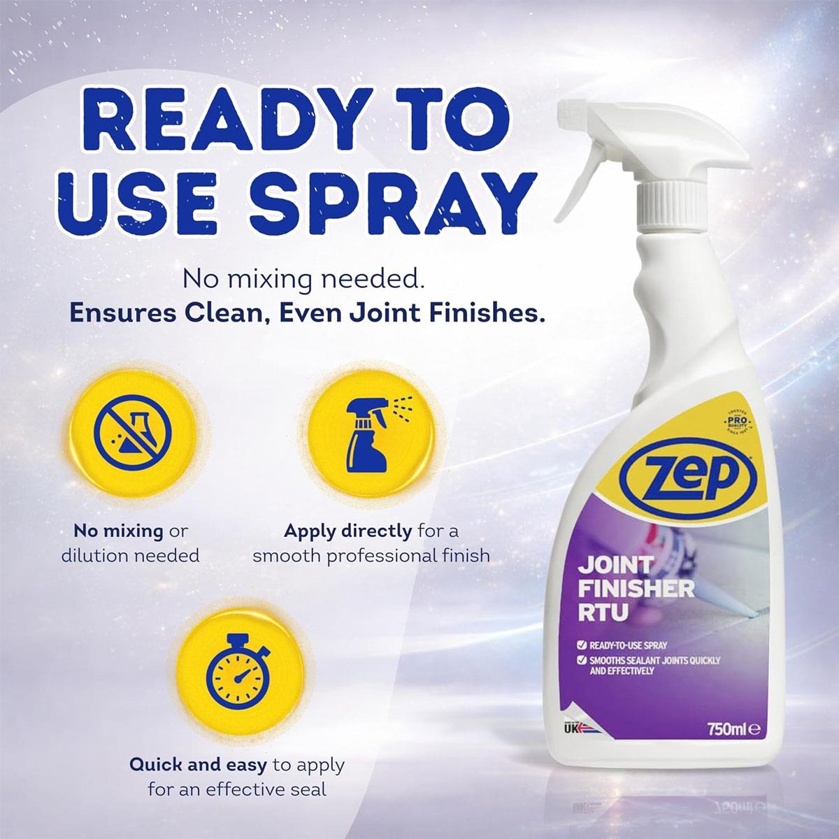 Zep Sealant Joint Smoother & Re-Finisher 750ml Ready-to-Use Spray for Silicone MS Polymer & Polyurethane - Image 2