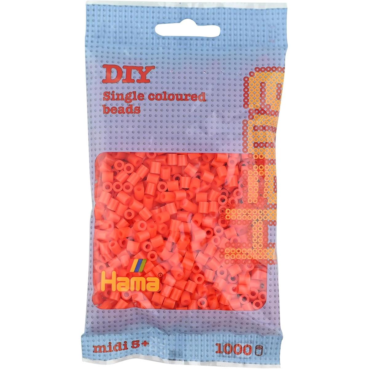 Hama Midi Beads 207-04 Orange 1000 Plastic Fuse Beads 5 mm Craft Beads For Pegboards Ages 5+