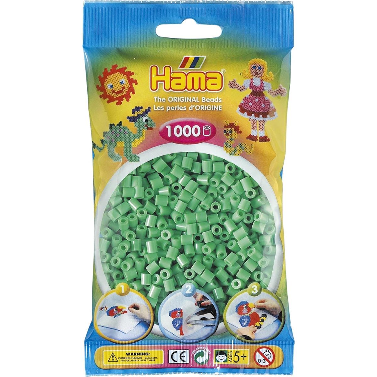 Hama 207-11 Midi Fuse Beads Light Green 1000 Plastic Craft Beads 5 Mm Pegboard Art Ages 5+