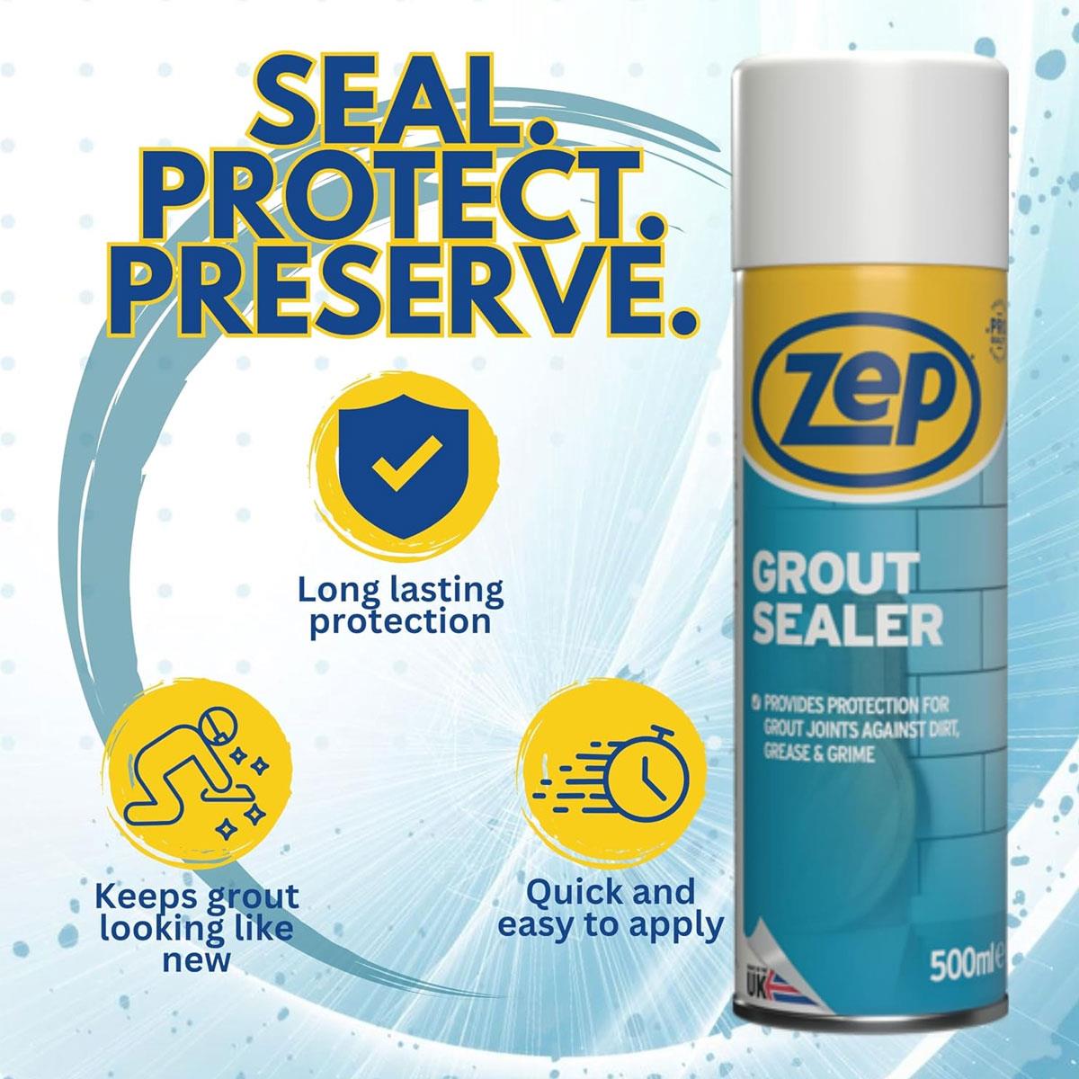 Zep Grout Sealer Spray 500ml Clear Waterproof Protective Coating for Tile Grout Bathroom & Kitchen Ceramic Porcelain & Stone - Image 2