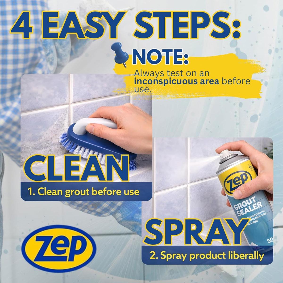 Zep Grout Sealer Spray 500ml Clear Waterproof Protective Coating for Tile Grout Bathroom & Kitchen Ceramic Porcelain & Stone - Image 4