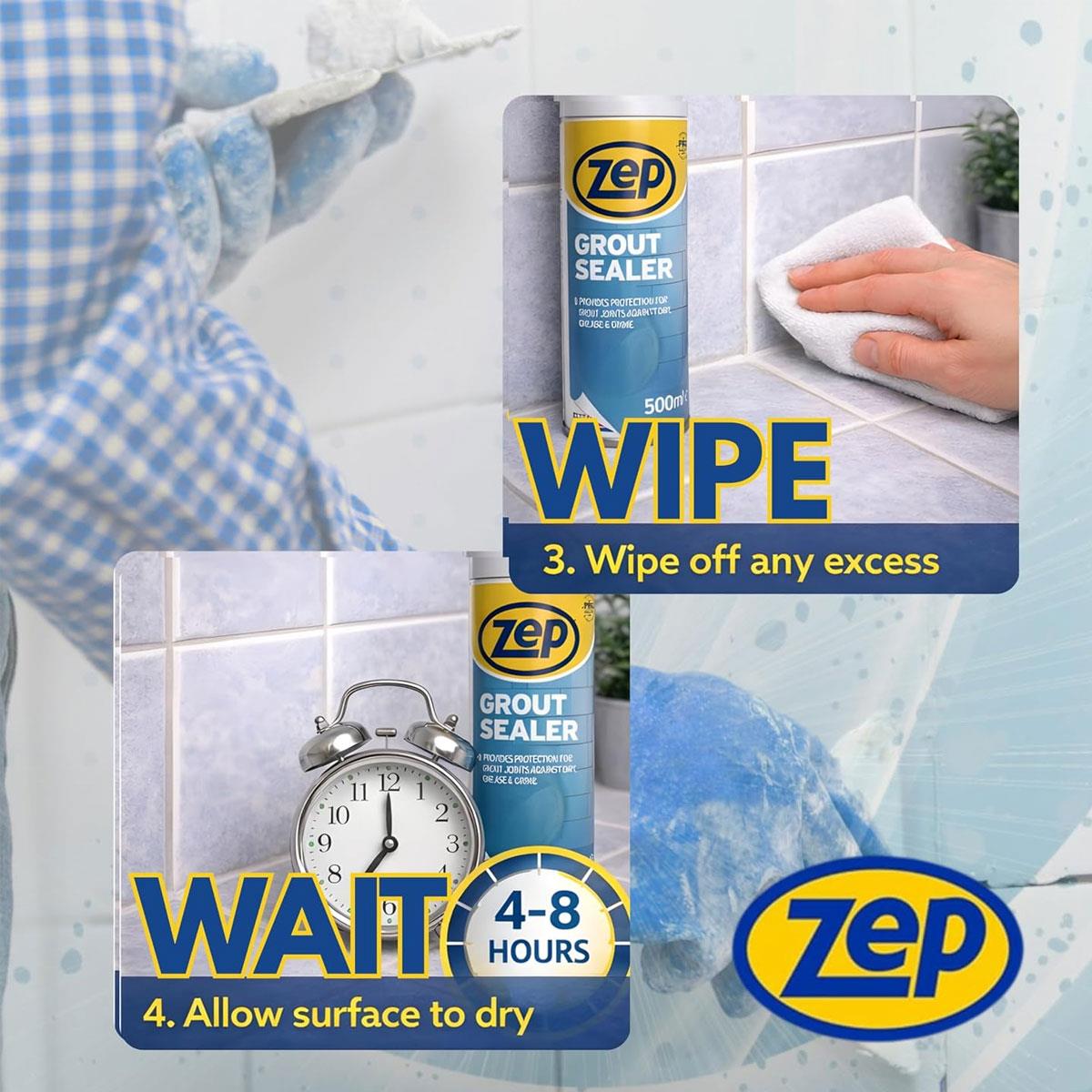 Zep Grout Sealer Spray 500ml Clear Waterproof Protective Coating for Tile Grout Bathroom & Kitchen Ceramic Porcelain & Stone - Image 5