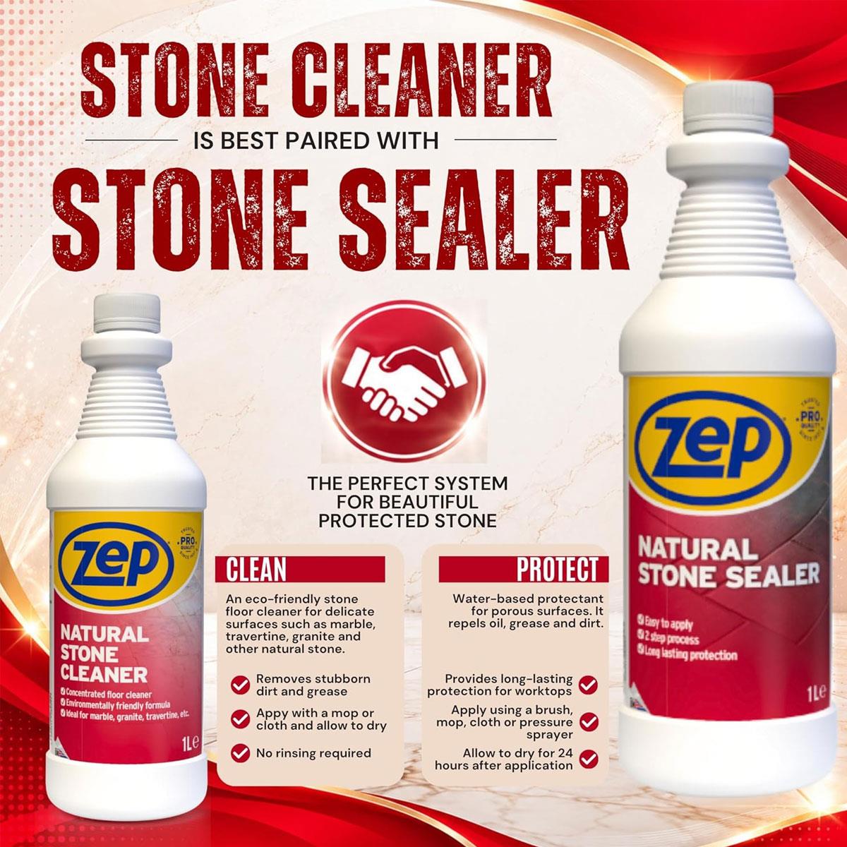 Zep Natural Stone Cleaner 1L – pH-Neutral Floor & Worktop Cleaner for Marble Granite Travertine & Quartz - Image 6