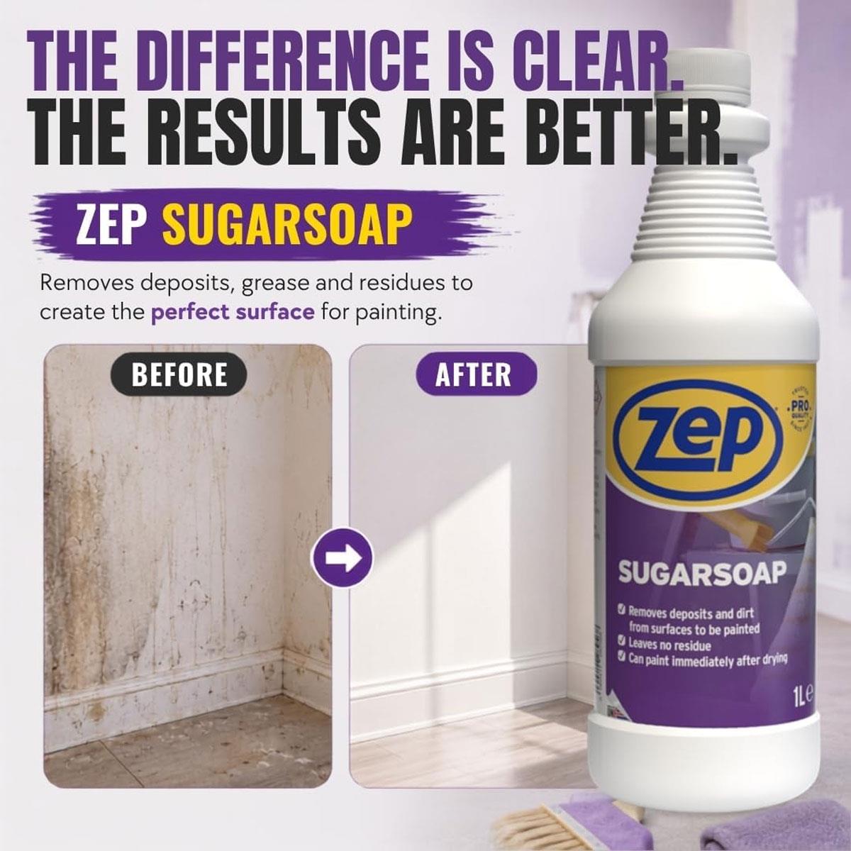 Zep Sugar Soap Concentrated Surface Cleaner 1L Unscented Liquid for Paint Prep Walls Doors & Woodwork - Image 5