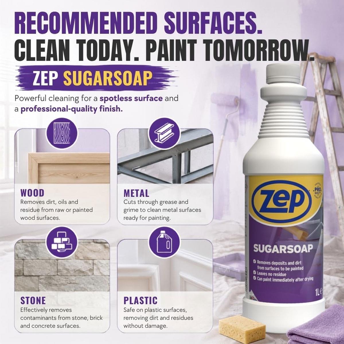 Zep Sugar Soap Concentrated Surface Cleaner 1L Unscented Liquid for Paint Prep Walls Doors & Woodwork - Image 6