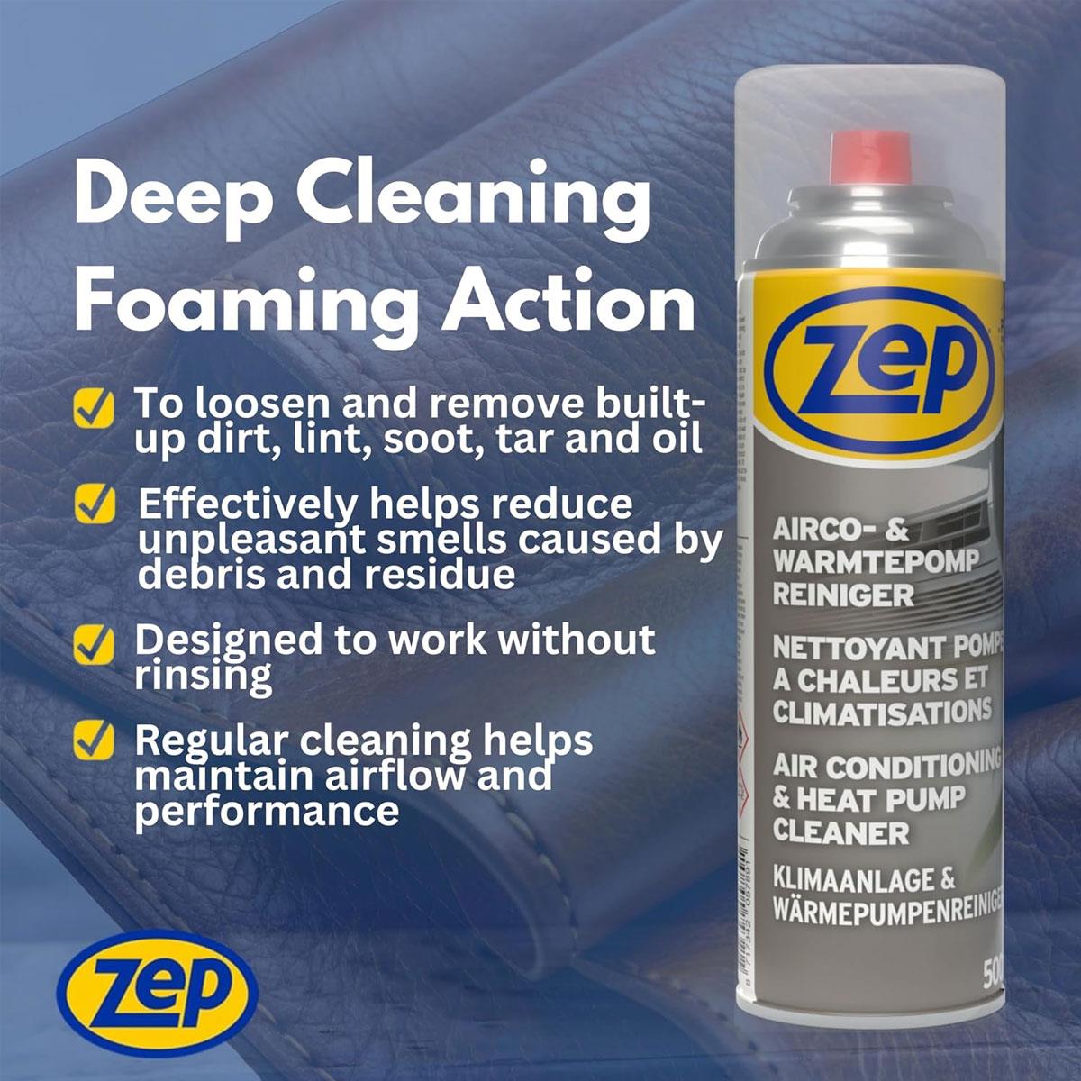 Zep Air Conditioning & Heat Pump Cleaner Foaming Spray 500ml Water-Based No-Rinse HVAC Cleaner - Image 2