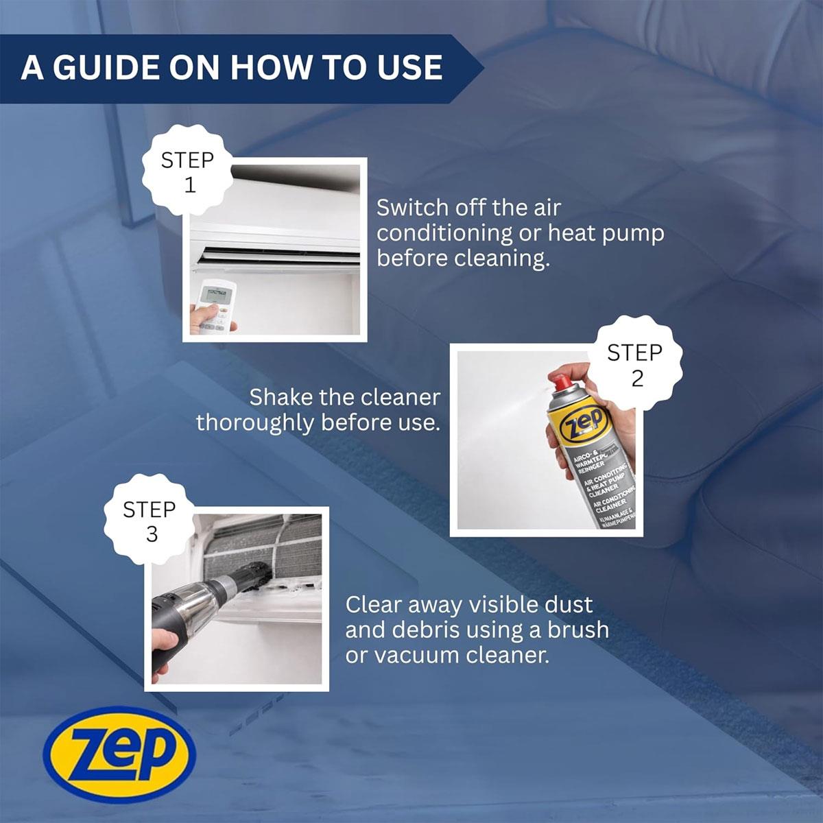 Zep Air Conditioning & Heat Pump Cleaner Foaming Spray 500ml Water-Based No-Rinse HVAC Cleaner - Image 4