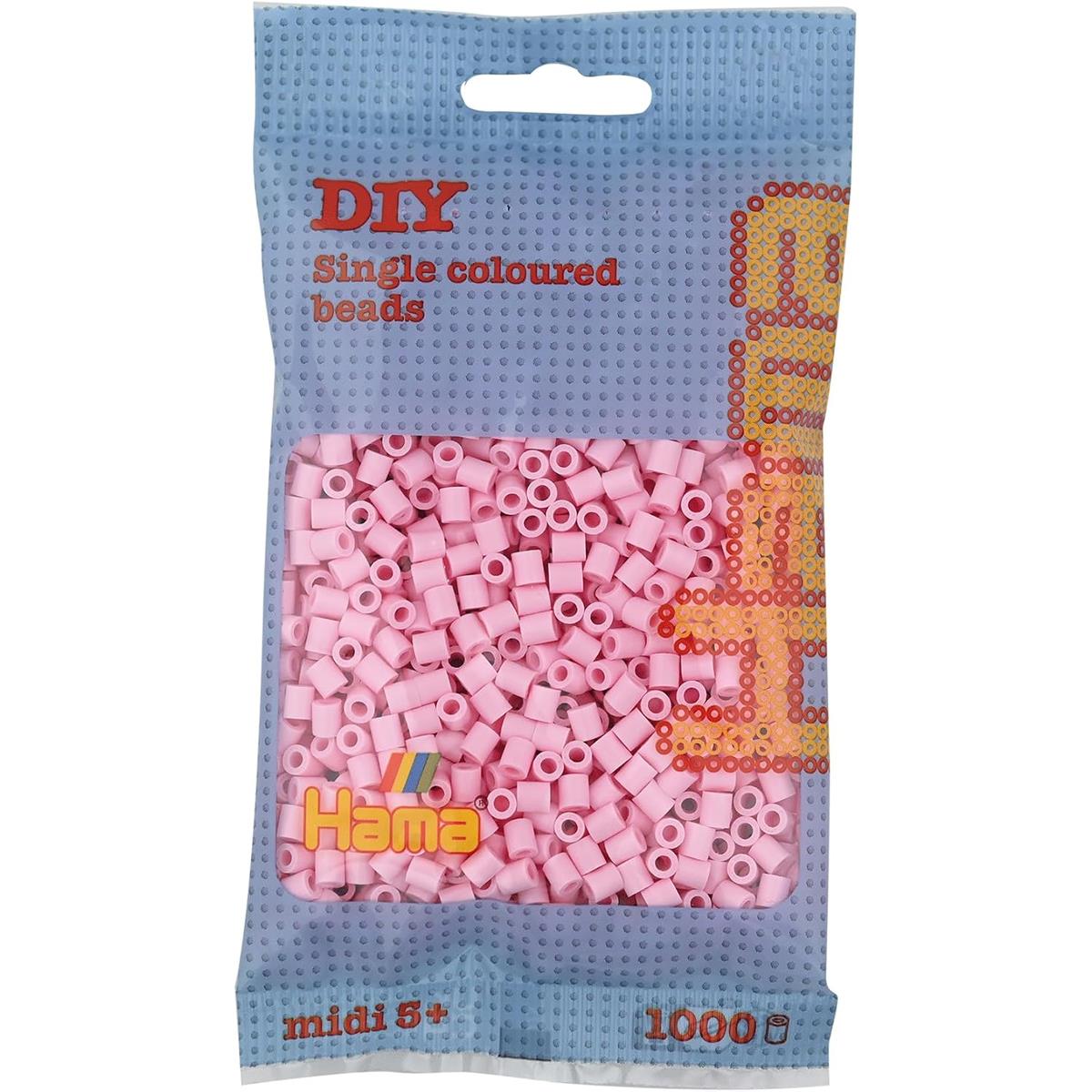 Hama Midi Ironing Beads 1,000 Pack Pastel Rose Light Pink 5mm Plastic Fuse Beads