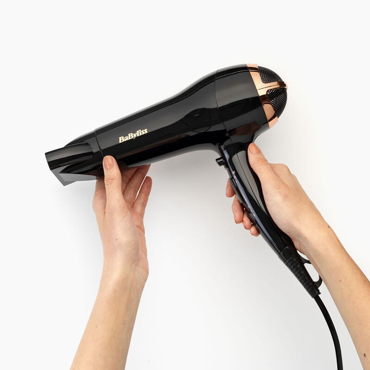 BaByliss Rose Lustre 2400W Hair Dryer Ionic And Ceramic Technology 3 Heat 2 Speed Cool Shot Black - Image 3