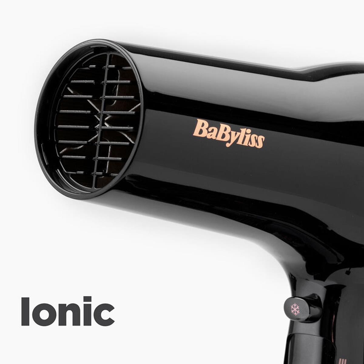 BaByliss Rose Lustre 2400W Hair Dryer Ionic And Ceramic Technology 3 Heat 2 Speed Cool Shot Black - Image 4