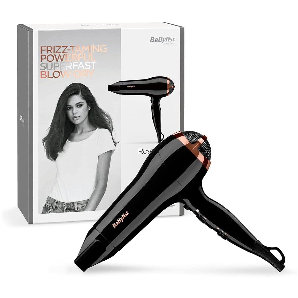 BaByliss Rose Lustre 2400W Hair Dryer Ionic And Ceramic Technology 3 Heat 2 Speed Cool Shot Black - Image 8