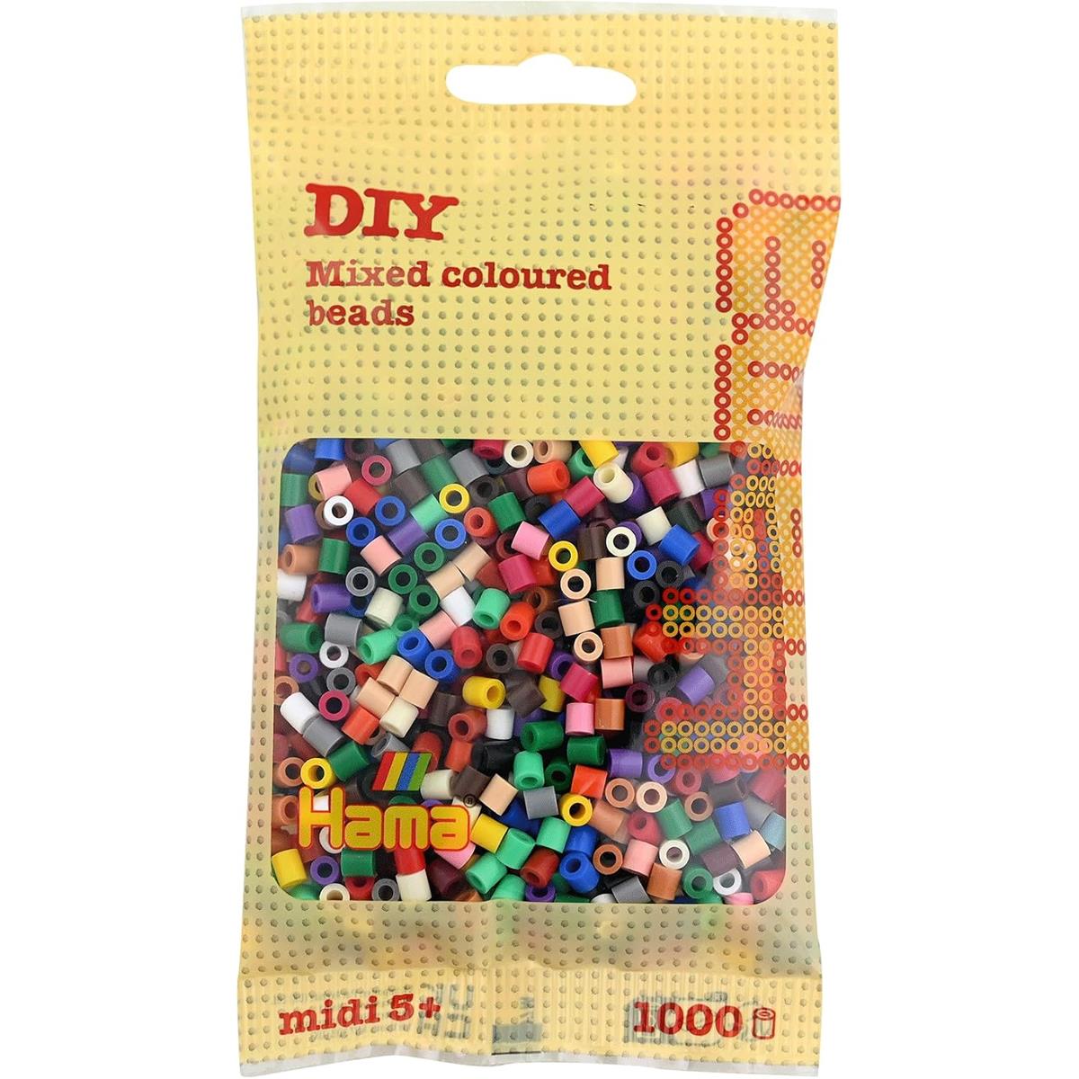 Hama Midi Ironing Beads 1,000 Pack Mix 67 Multicolour 5mm Plastic Fuse Beads For Arts And Crafts