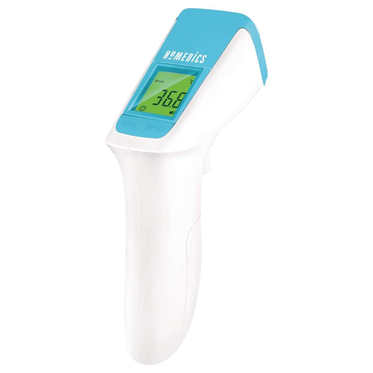 HoMedics Non-Contact Infrared Forehead Thermometer Digital LCD Fever Alarm 50 Memory Green Yellow Red Display