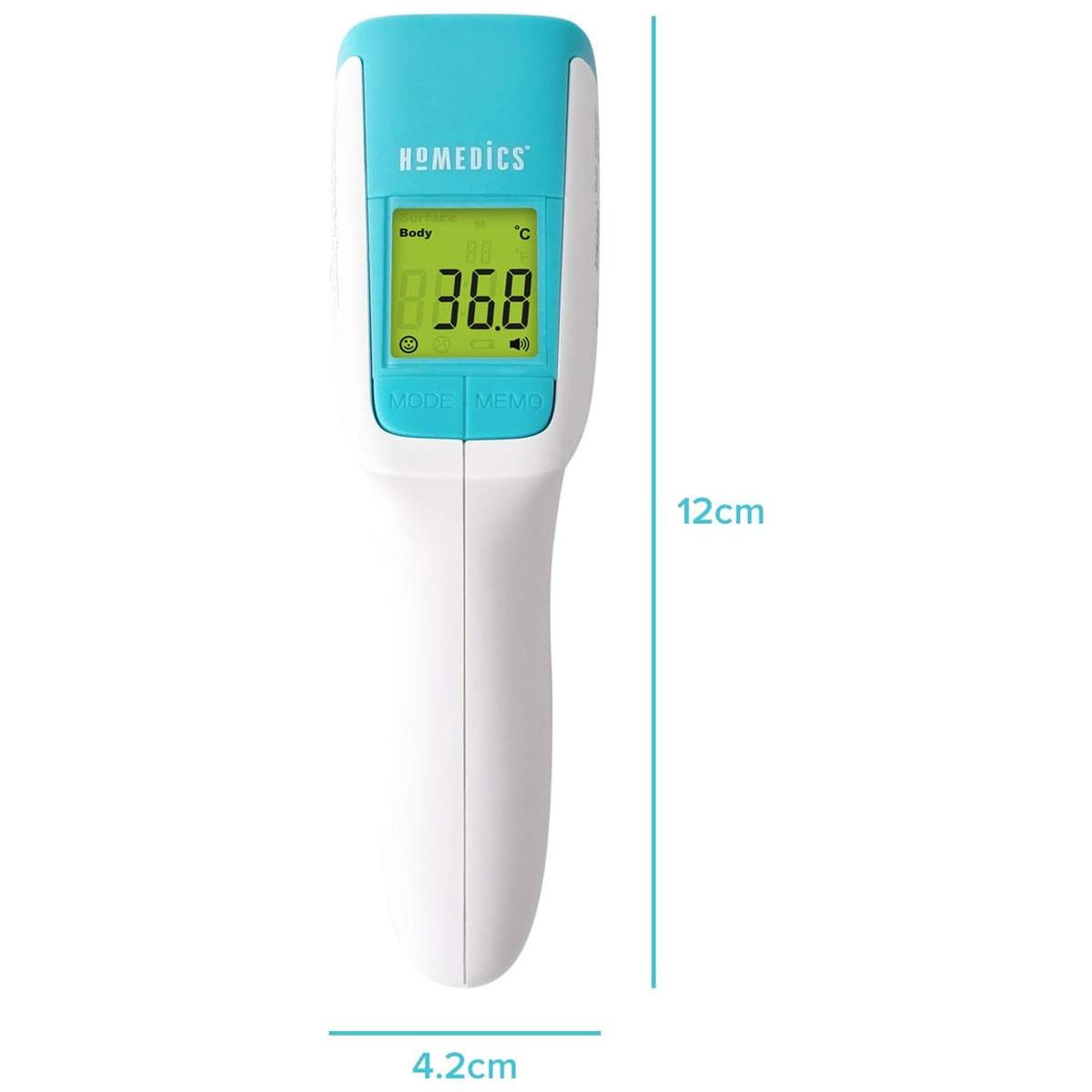 HoMedics Non-Contact Infrared Forehead Thermometer Digital LCD Fever Alarm 50 Memory Green Yellow Red Display - Image 8