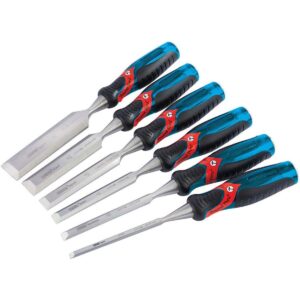 Draper Expert Soft Grip Pound Thru Bevel Edge Wood Chisel Set 6 Piece Chrome Vanadium Steel 6–38mm Wooden Box