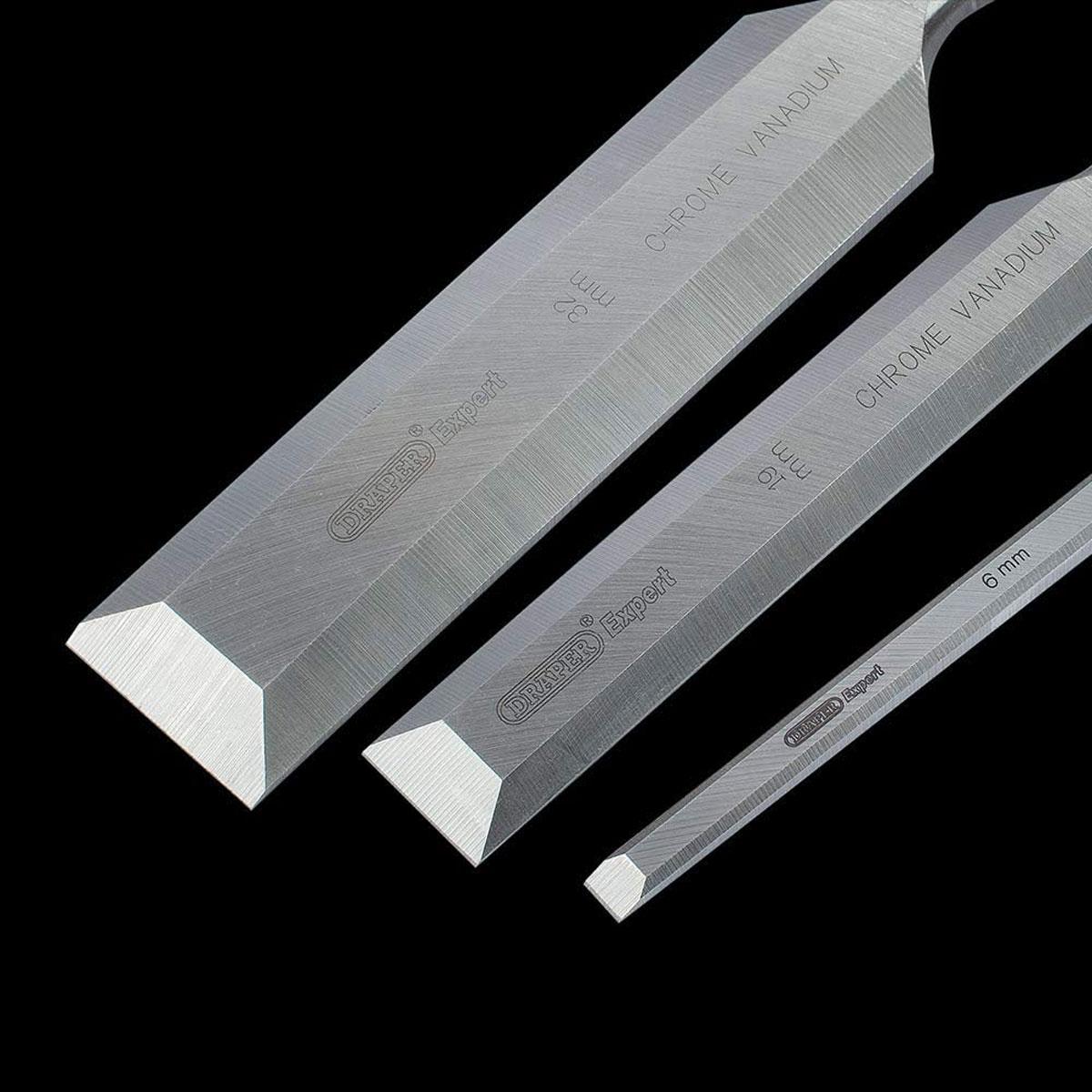 Draper Expert Soft Grip Pound Thru Bevel Edge Wood Chisel Set 6 Piece Chrome Vanadium Steel 6–38mm Wooden Box - Image 6