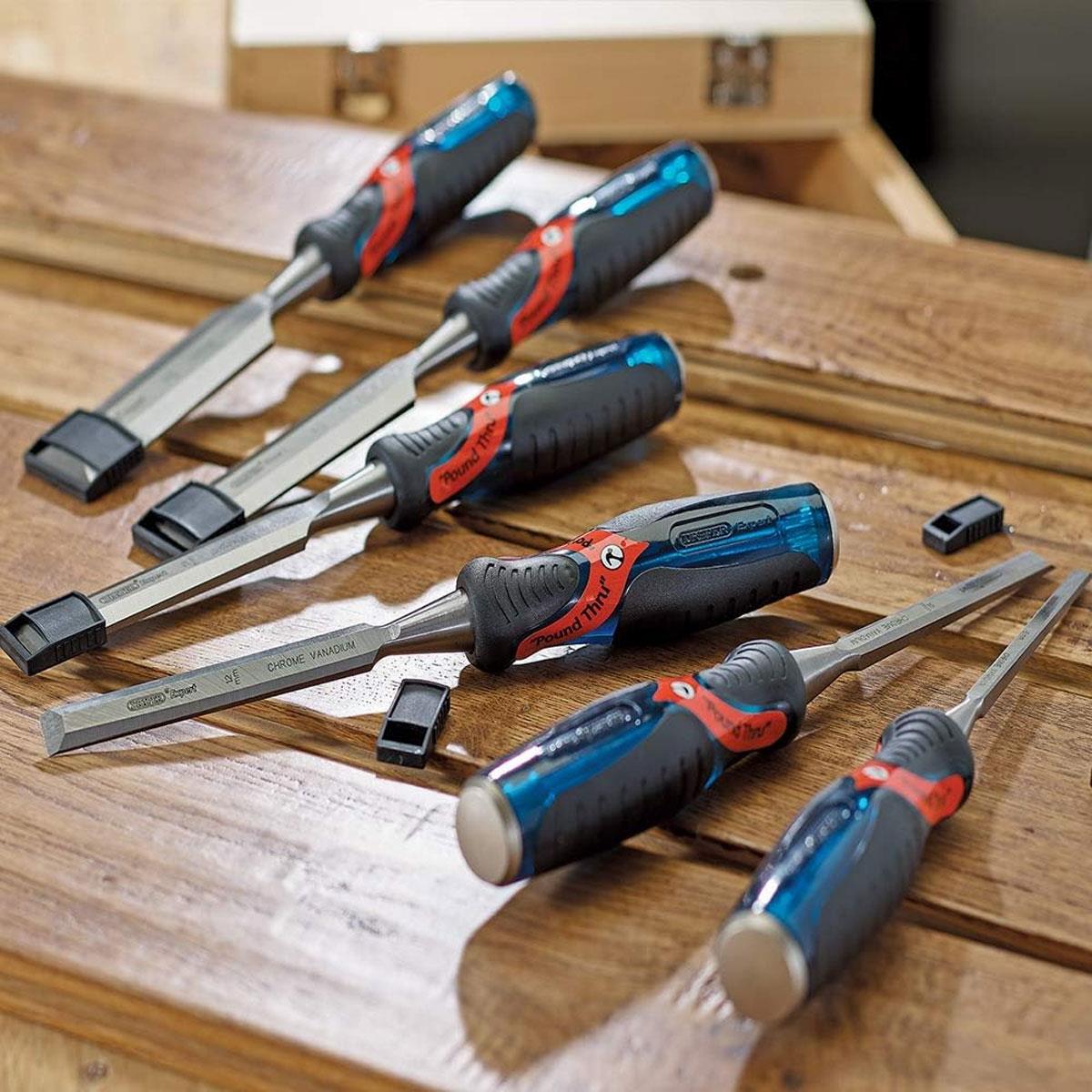 Draper Expert Soft Grip Pound Thru Bevel Edge Wood Chisel Set 6 Piece Chrome Vanadium Steel 6–38mm Wooden Box - Image 7