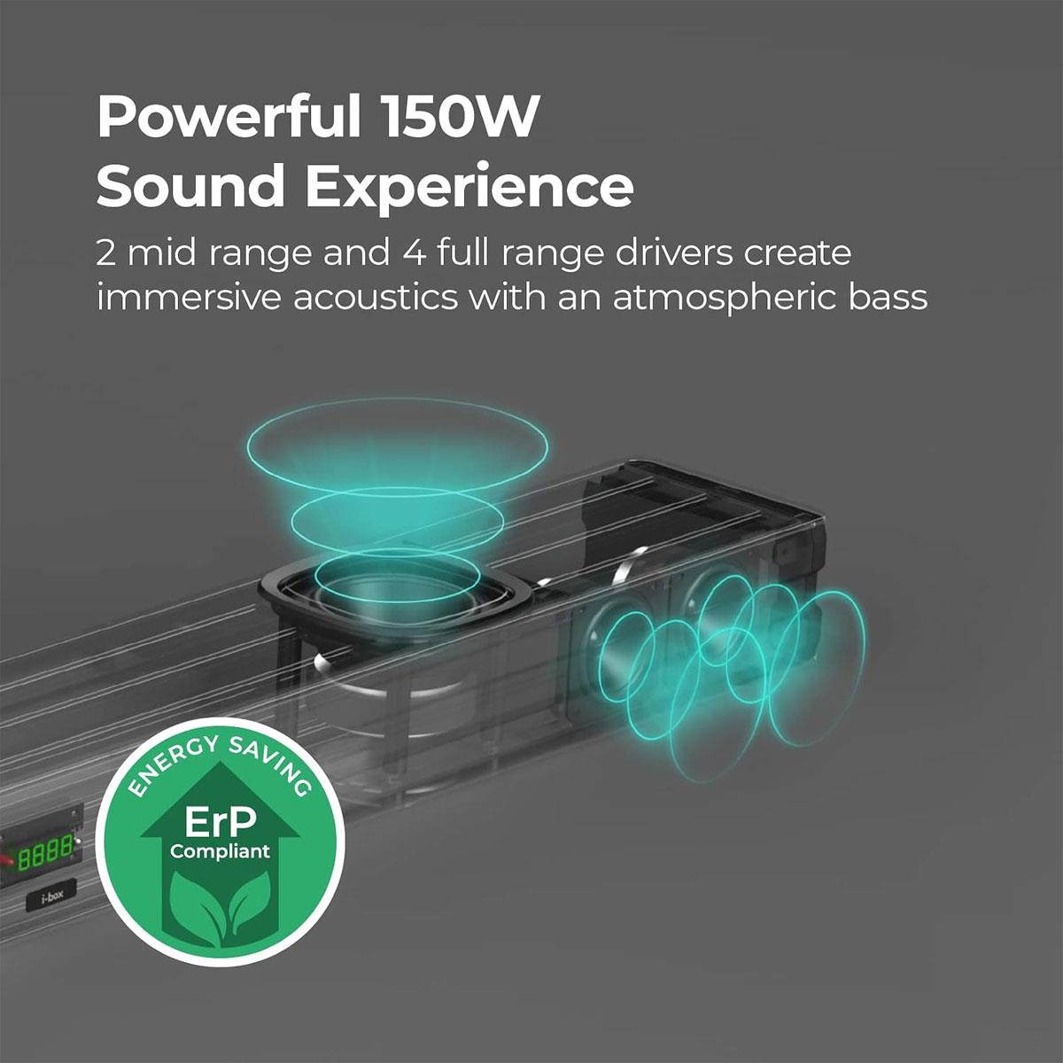 i-box Resonate 150W Soundbar with Wireless Subwoofer 2.1 Channel 3D Surround Bluetooth 5.0 HDMI ARC Black - Image 8