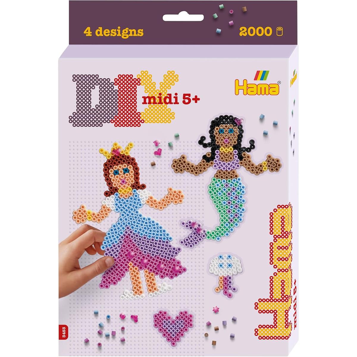Hama Midi Beads Princess And Mermaid Craft Set Approx. 2,000 Fuse Beads Pegboards And Accessories 5+