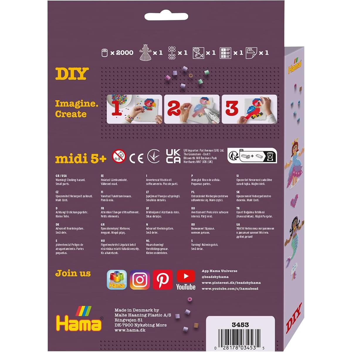 Hama Midi Beads Princess And Mermaid Craft Set Approx. 2,000 Fuse Beads Pegboards And Accessories 5+ - Image 2