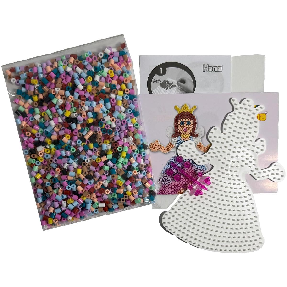 Hama Midi Beads Princess And Mermaid Craft Set Approx. 2,000 Fuse Beads Pegboards And Accessories 5+ - Image 4