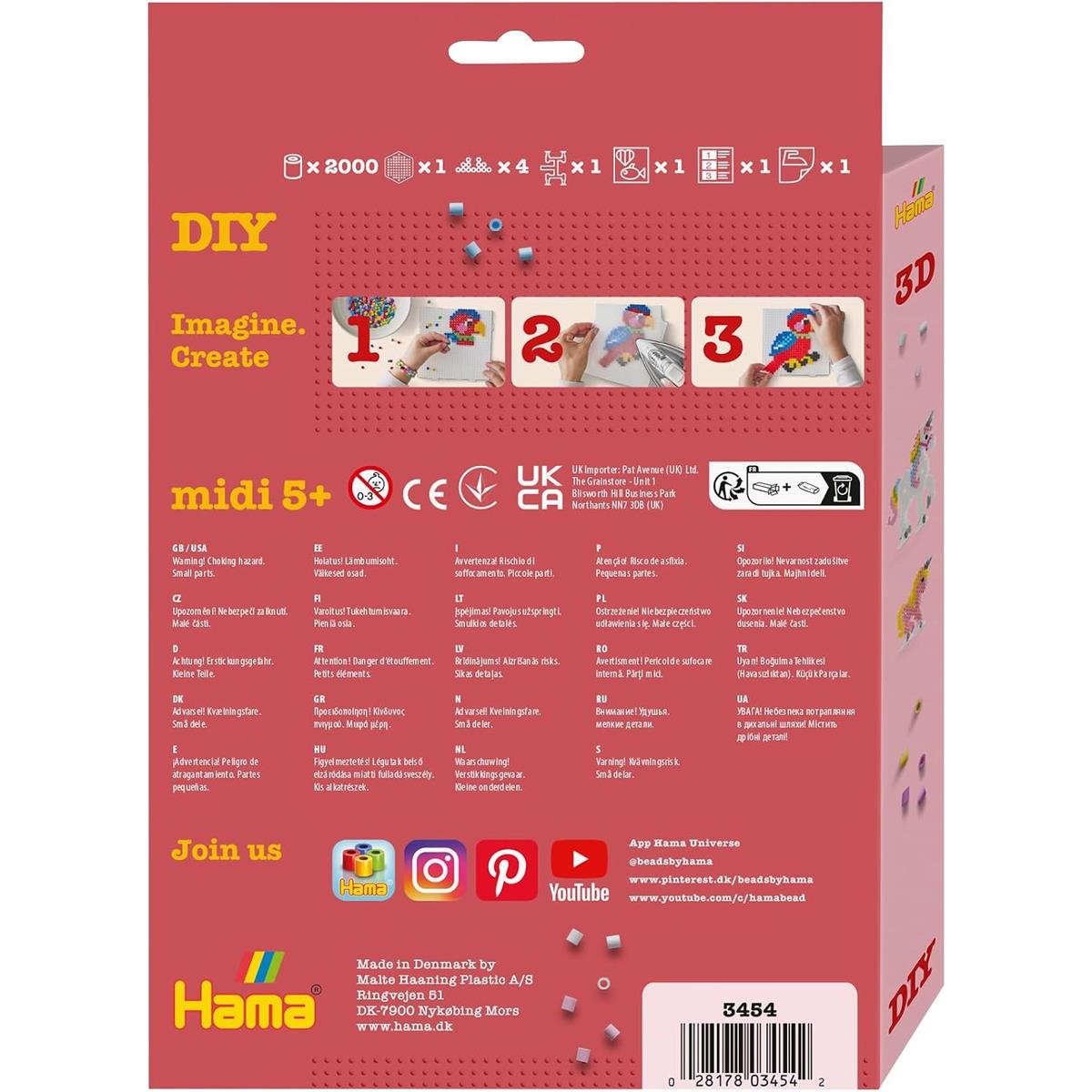 Hama Midi Beads Unicorn Craft Set Approx 2,000 Fuse Beads Pegboard Templates And Ironing Paper Ages 5+ - Image 2