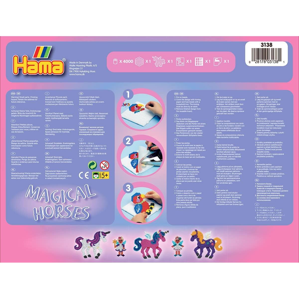 Hama Magical Horses Midi Bead Craft Set 4,000 Fuse Beads 2 Pegboards Templates And Ironing Paper Ages 5+ - Image 2