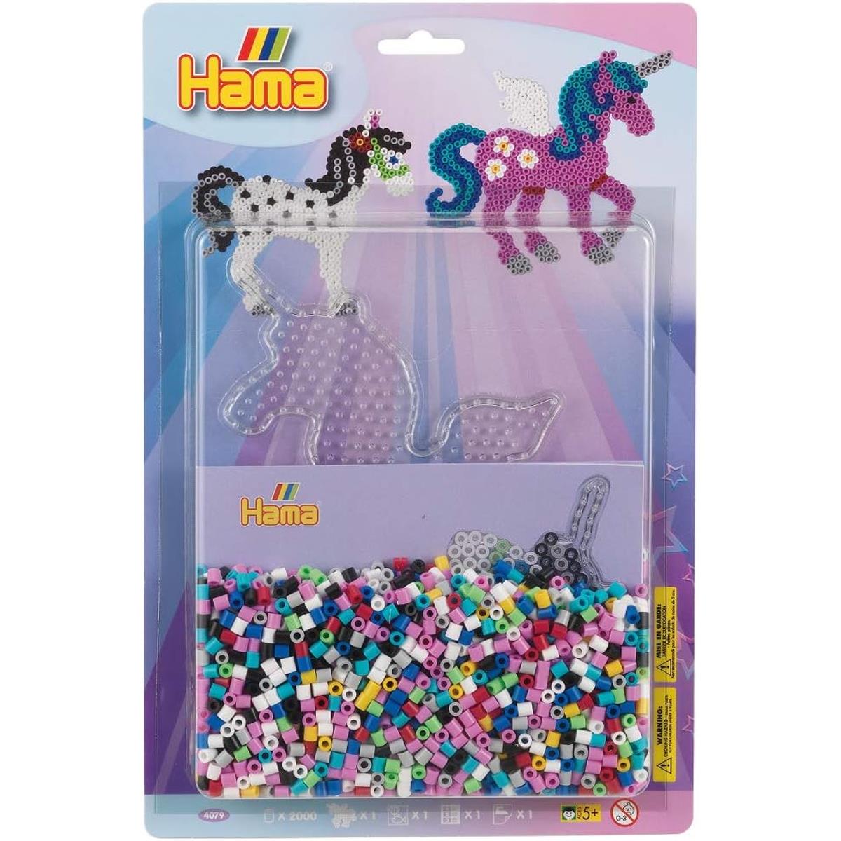 Hama Unicorn Midi Bead Activity Kit Approx. 1,100 Fuse Beads Unicorn Pegboard Instructions And Ironing Paper