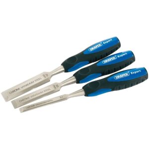 Draper Expert 3 Piece Soft Grip Bevel Edge Wood Chisel Set 150mm 12mm 20mm & 26mm