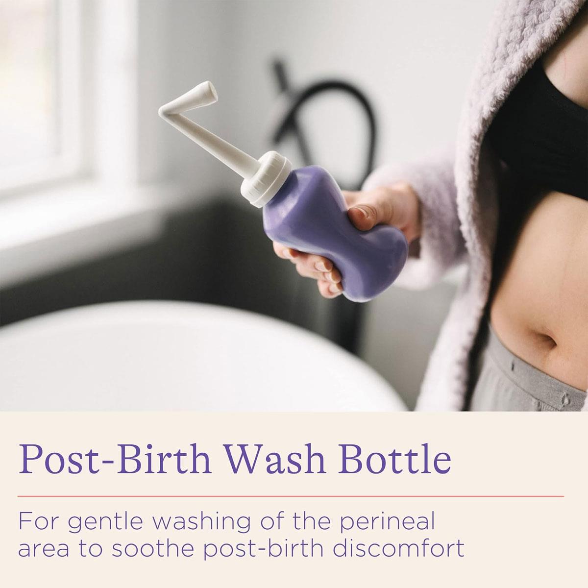 Lansinoh Postpartum Peri Bottle 360ml with Angled Spout & Travel Bag Portable Post-Birth Wash Bottle Clear - Image 2