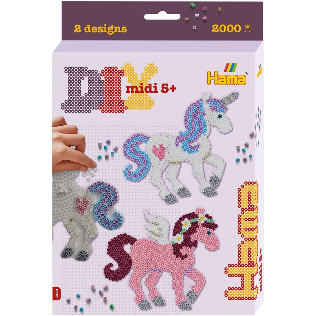 Hama Midi Beads Fantasy Horses Craft Set 2,000 Fuse Beads Pegboard And Instructions Ages 4+