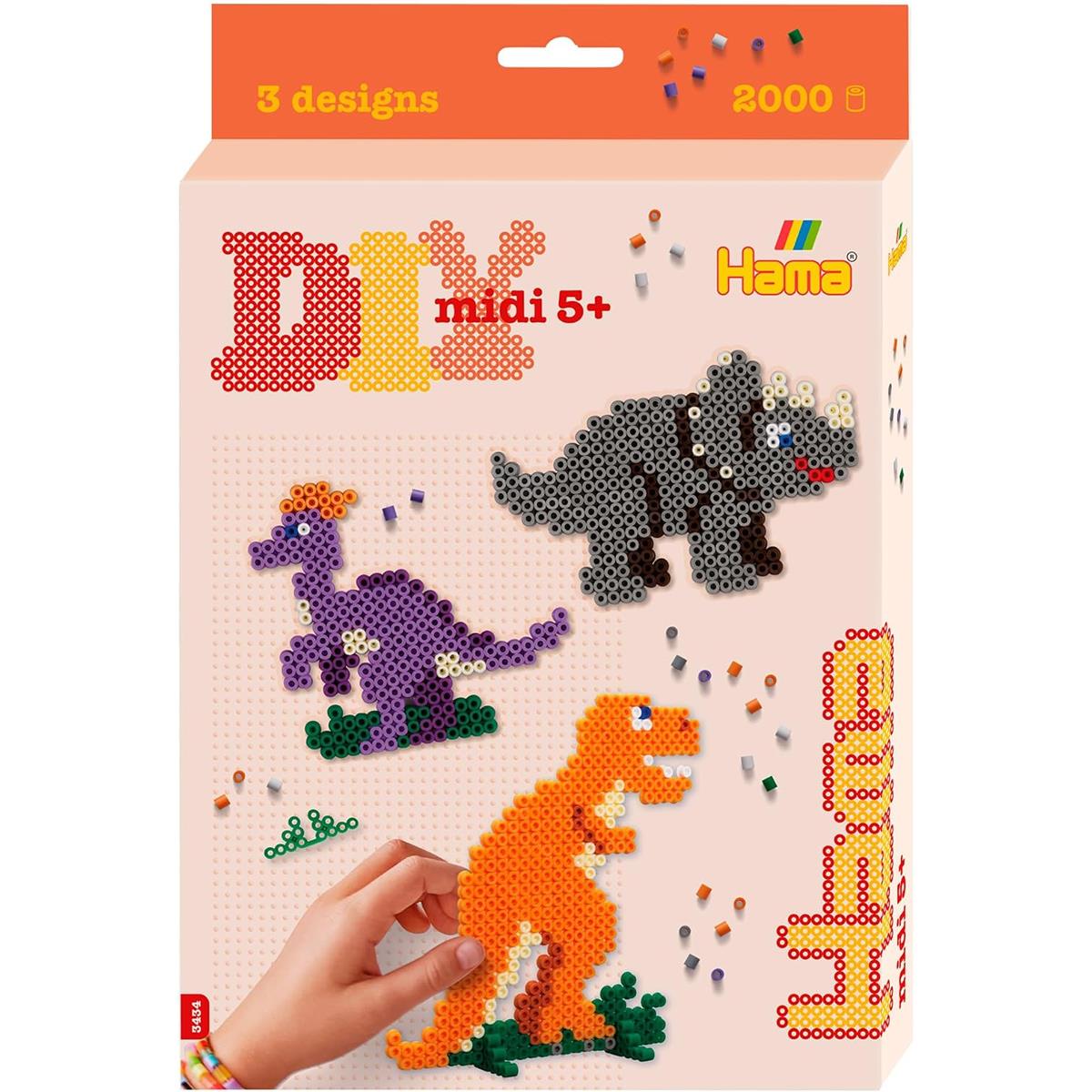 Hama Dinosaur Kingdom Bead Craft Set 2,000 Fuse Beads Pegboards And Instructions Maxi Beads Ages 3+