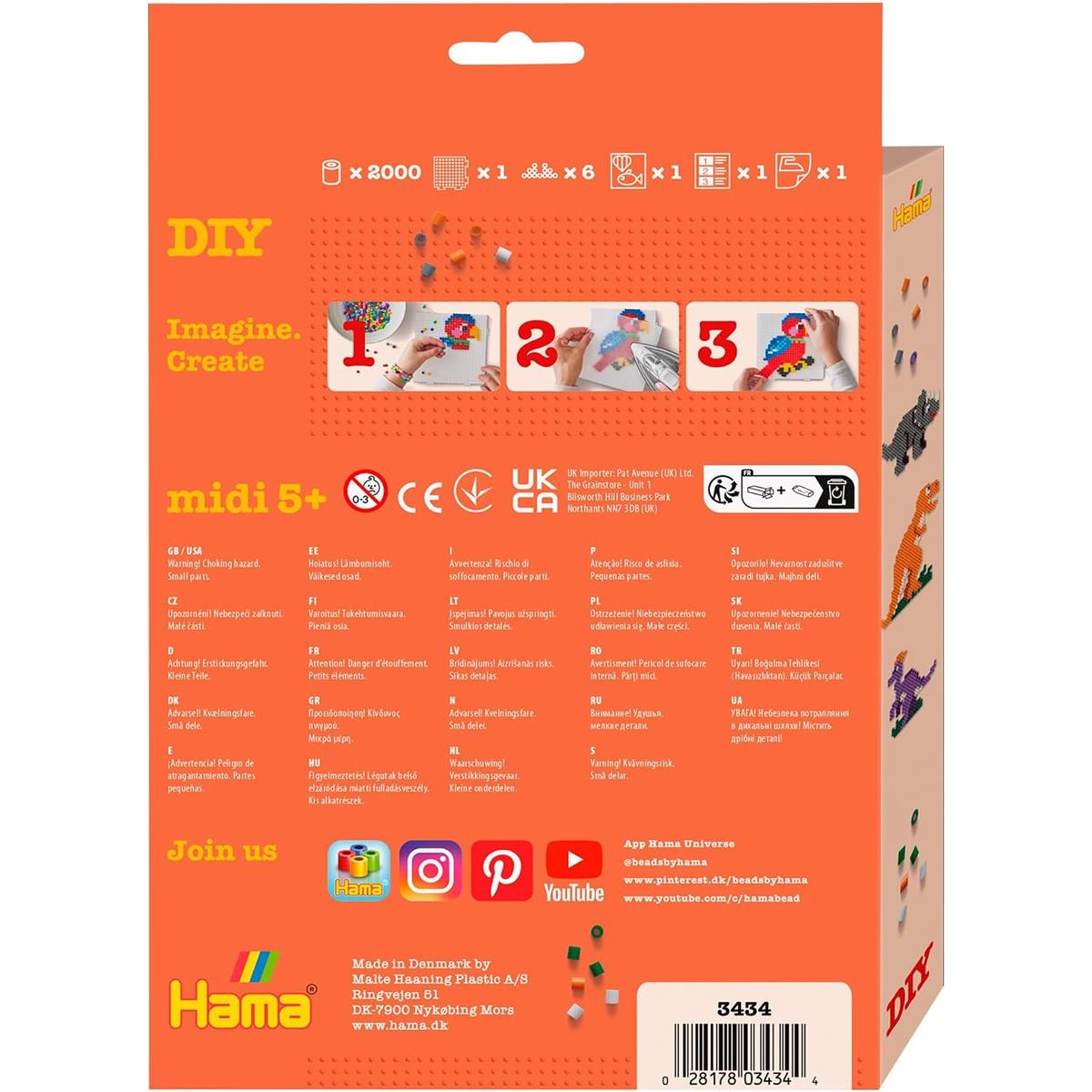 Hama Dinosaur Kingdom Bead Craft Set 2,000 Fuse Beads Pegboards And Instructions Maxi Beads Ages 3+ - Image 2