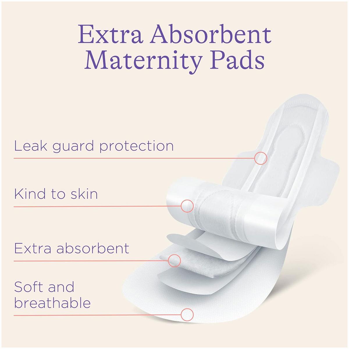 Lansinoh Maternity Pads Extra Absorbent with Wings Pack of 10 Postpartum Leak Protection Ultra Long Unscented - Image 3