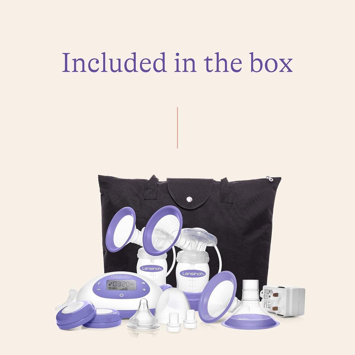 Lansinoh 2-in-1 Double Electric Breast Pump 8 Suction Levels 3 Pumping Styles 2 × 160ml Bottles Purple - Image 5