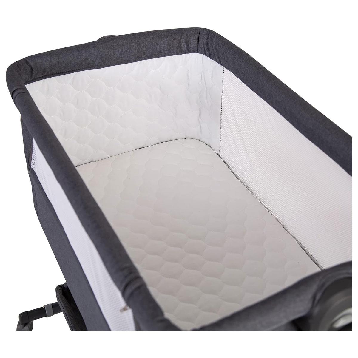 Red Kite COZYSLEEP Bedside Crib Co-Sleeper Grey Adjustable Height Incline Drop Side with Mattress Storage Shelf Gray - Image 6