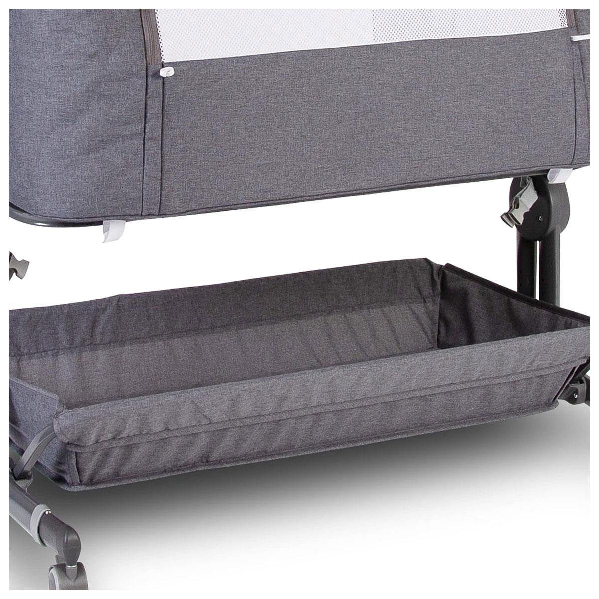 Red Kite COZYSLEEP Bedside Crib Co-Sleeper Grey Adjustable Height Incline Drop Side with Mattress Storage Shelf Gray - Image 7